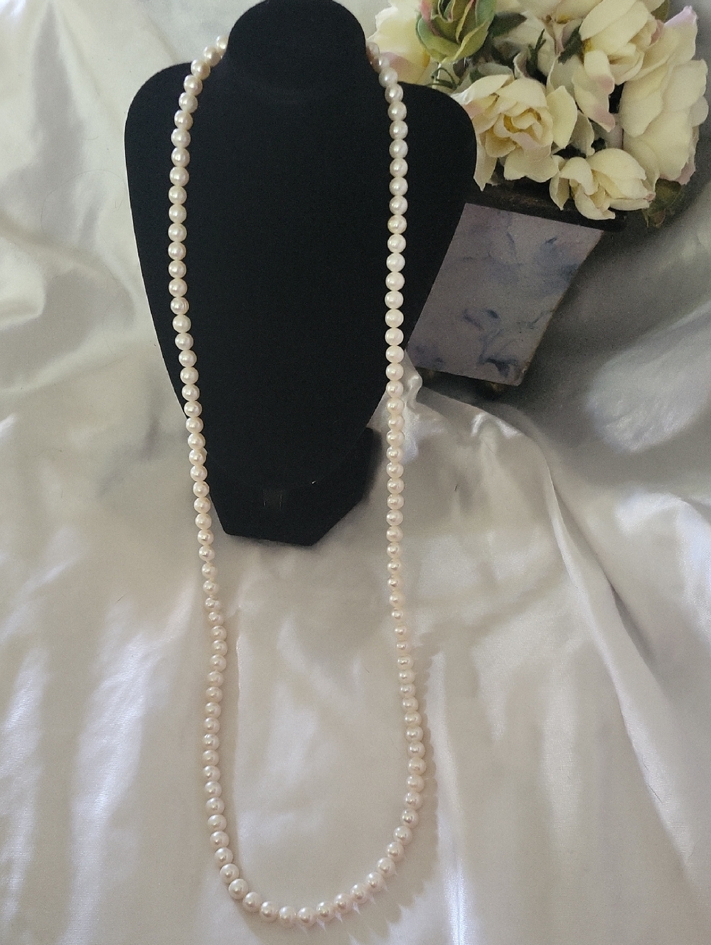 Genuine Pearl Necklace Long 36 in  Inches Endless Strand Of Pearls !!!!